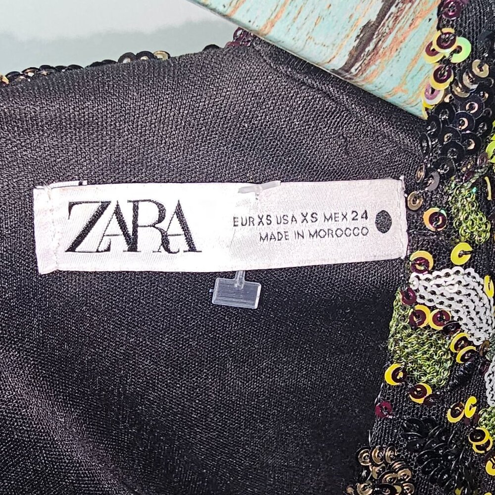 ZARA Multi-color Sequin Mini Dress Deep V-Neck Limited Edition, NWOT, Sz. XS - Picture 11 of 12